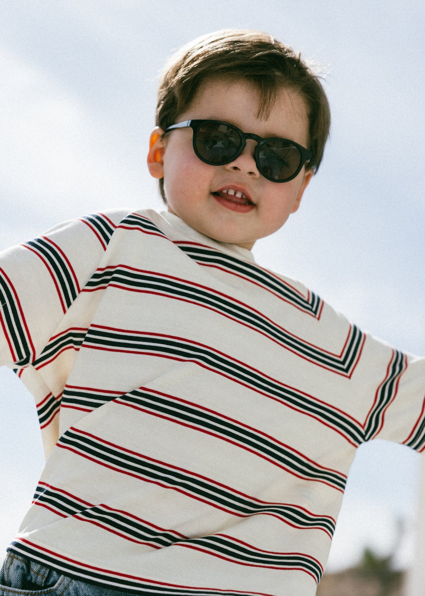 Baggy Tee- Striped- Navy & Red