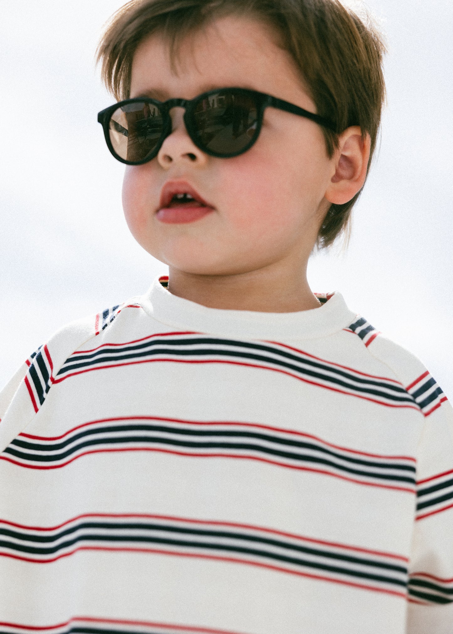 Baggy Tee- Striped- Navy & Red