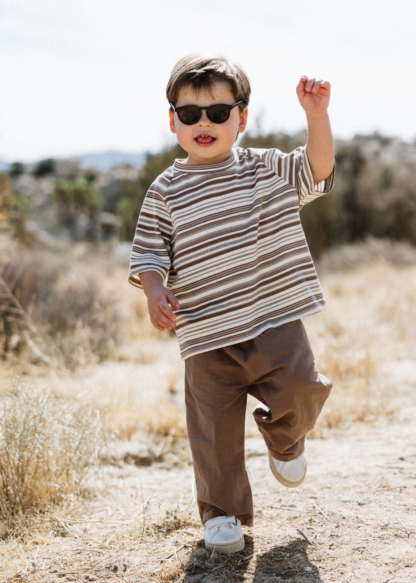 Baggy Tee- Striped- Brown