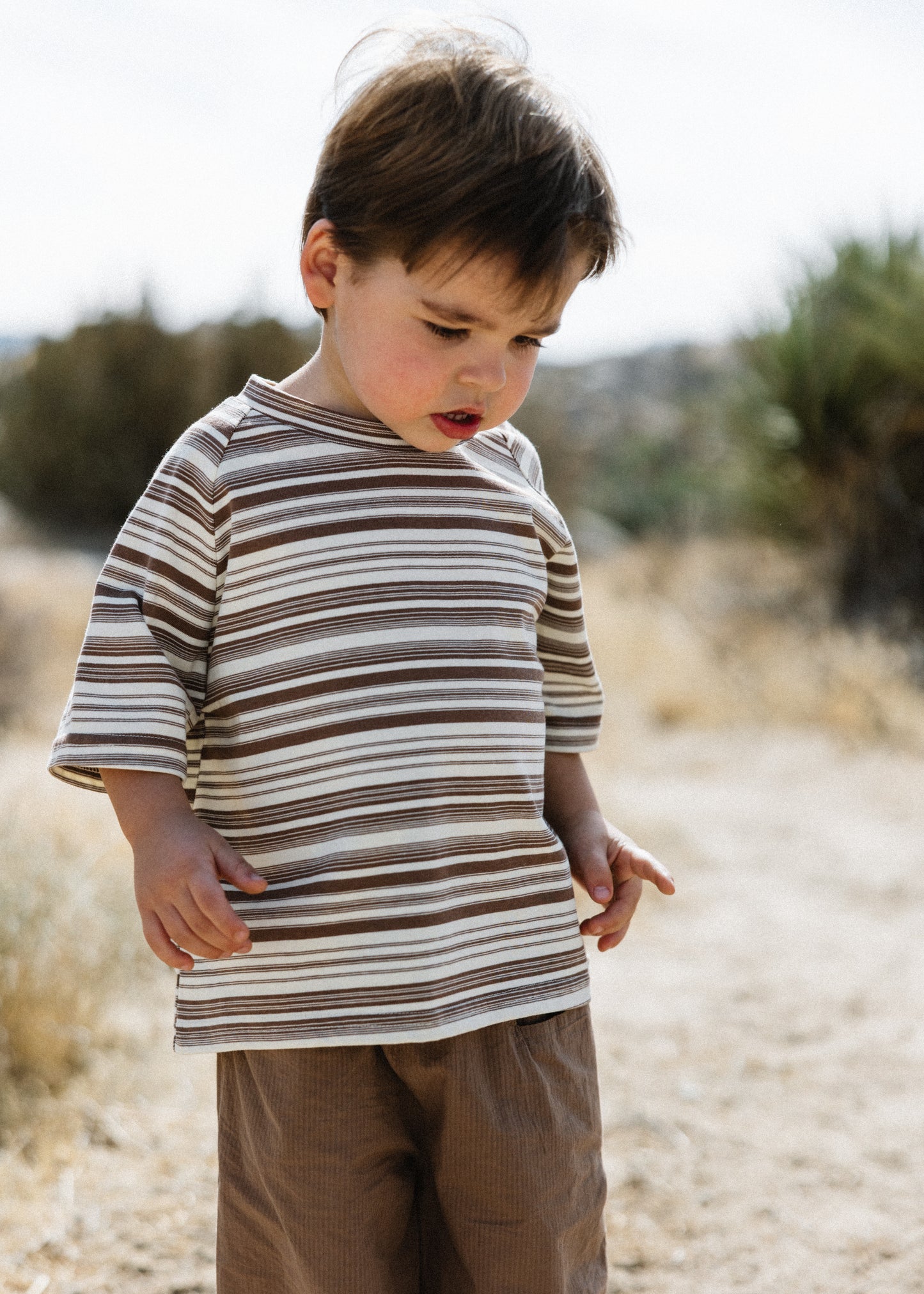 Baggy Tee- Striped- Brown