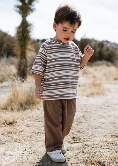 Baggy Tee- Striped- Brown