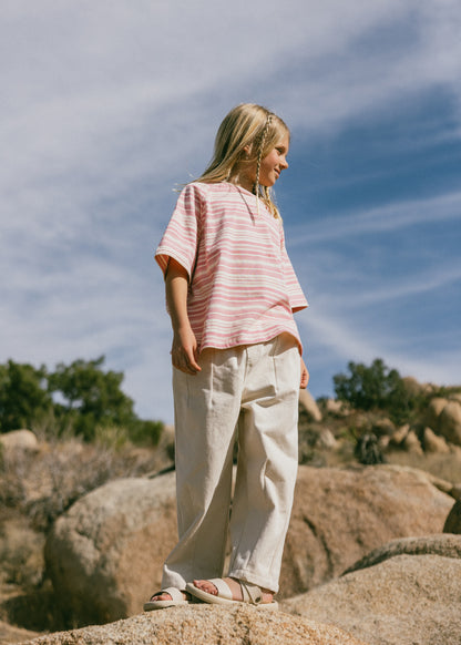 Baggy Tee- Striped- Pink