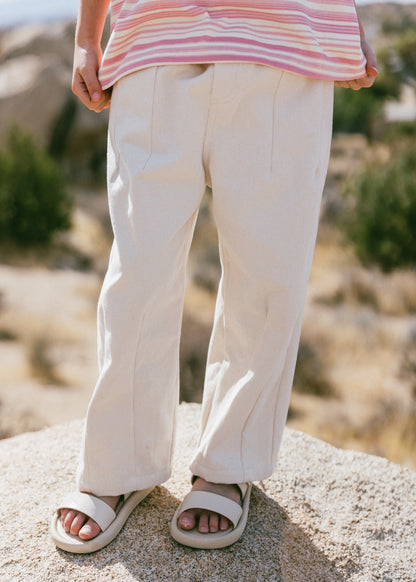 Pleated Twill Pant- Ivory