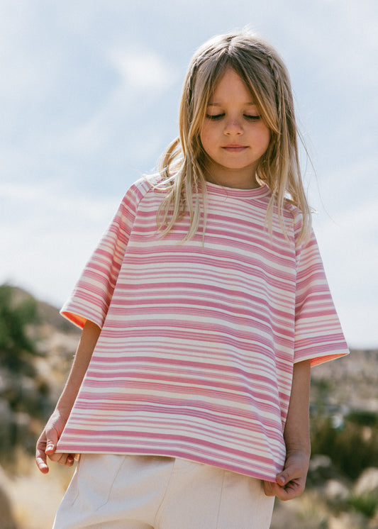 Baggy Tee- Striped- Pink