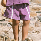 Single Stripe Terry Shorts- Mulberry