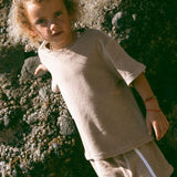 Single Stripe Terry Shorts- Sand