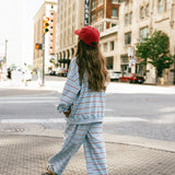 Lightweight Striped Pants - Light Blue