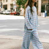 Lightweight Striped Pants - Light Blue