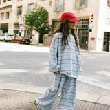 Lightweight Striped Pants - Light Blue