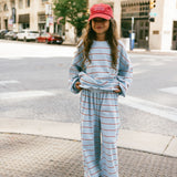 Lightweight Striped Pants - Light Blue