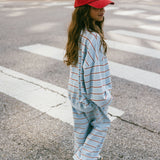 Lightweight Striped Pants - Light Blue