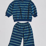 Lightweight Striped Crewneck- Blue