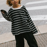 Heavyweight Striped Long Sleeve- Black