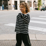 Heavyweight Striped Long Sleeve- Black