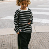 Heavyweight Striped Long Sleeve- Black