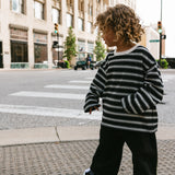 Heavyweight Striped Long Sleeve- Black