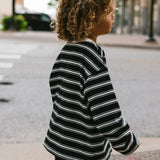 Heavyweight Striped Long Sleeve- Black