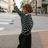 Heavyweight Striped Long Sleeve- Black