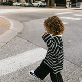Heavyweight Striped Long Sleeve- Black