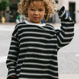 Heavyweight Striped Long Sleeve- Black