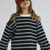 Heavyweight Striped Long Sleeve- Black