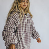 Half Zip Pullover- Gingham- Light Purple