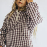 Half Zip Pullover- Gingham- Light Purple