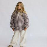 Half Zip Pullover- Gingham- Light Purple