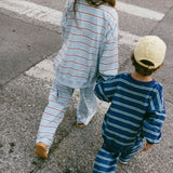 Lightweight Striped Pants - Light Blue